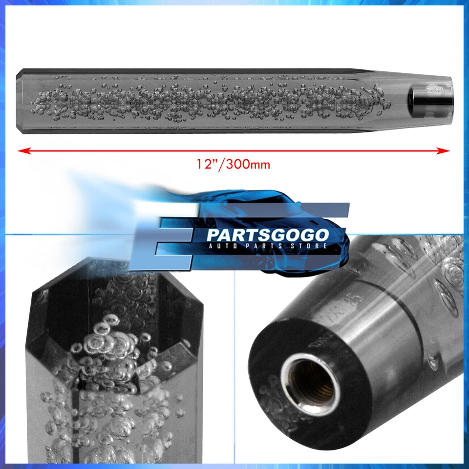 Universal M8 M10 M12 Manual Automatic 12" Bubble Gear Box Stick Shift Knob Black Foto 2 de 3