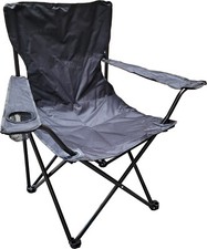 CAMPINGSTUHL SCHWARZ KLAPPSTUHL HOCKER ANGLERSTUHL FALTHOCKER MIT GETRÄNKEHALTER