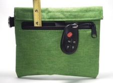 Stash Bag, Smell Poof Travel Bag with d ring 7  x 6   Leaf Green- SHIPS FROM US