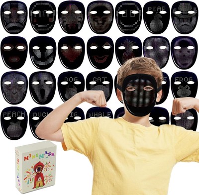 LED Mask for Kids, Light Up LED Face Cool Mask with Gesture Sensing Transforming