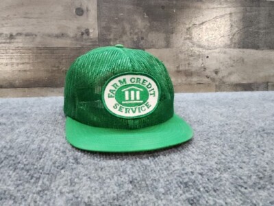 Rare 6 Panel Mesh Trucker Hat Snapback Cap Green Farm Credit Service Flat Bill