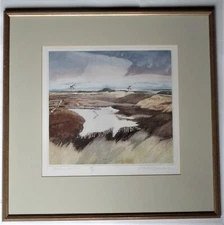 Robert Greenhalf SWLA limited edn print, etching, Short Eared Owl, c1985, framed