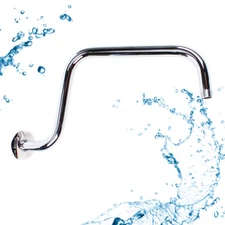 S-Shaped Shower Head Extension Arm Wall Mounted Gooseneck Shower with Flange