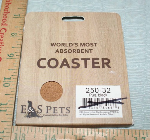 Dog Worlds Most Absorbent Ceramic Pet Coaster Pug, Black Fast Shipping - Picture 4 of 4