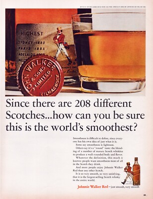 Johnnie Walker Red Label Whiskey 1964 Print Ad Full Page 10.5 x 13.5
