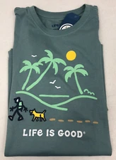 Men's Life is Good Short Sleeve T Shirt Large Hiking Shore