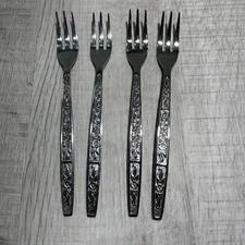 Imperial Cocktail Fork IMI57 Flatware Japan Floral VTG  Lot Of 4 Stainless Steel