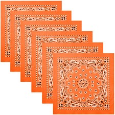 Orange Paisley Trainmen Bandana 6-Pack Dust Mask Headband Skull Cap 22"x22"