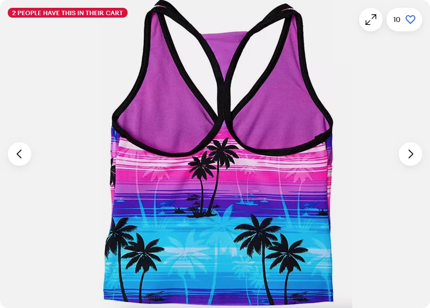 Traje de baño Tankini Bikini Gerry Girl 3 piezas tabla de natación pantalones cortos (negro/palmeras, 10) nuevo con etiquetas Foto 2 de 4