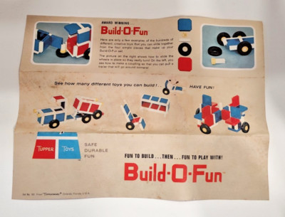 Build-O-Fun Master Builder Set by Tupperware Toys (1968) Vintage -- 290 +/- pcs