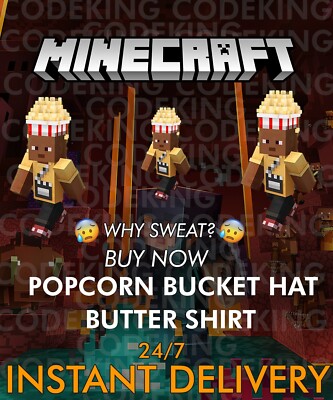 Minecraft Java & Bedrock Edition - Popcorn Hat & Shirt Xbox/PC/ALL PLATFORM