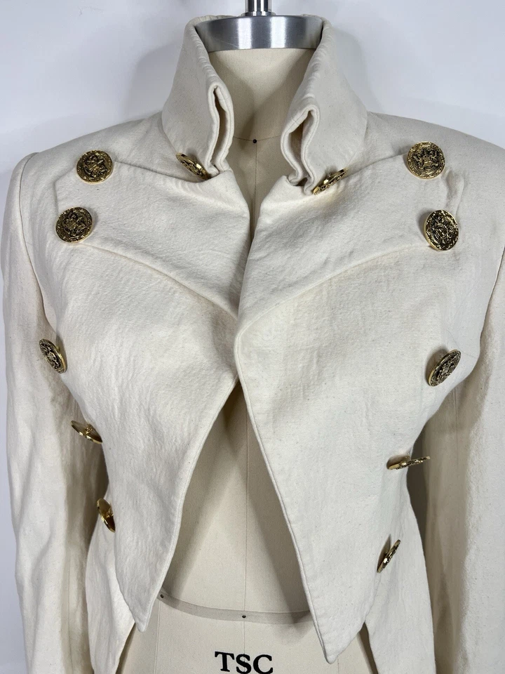 Chaqueta De Colección Dolce & Gabbana Años 90 Oro Blanco Botón Abierta 44 L Foto 2 de 4