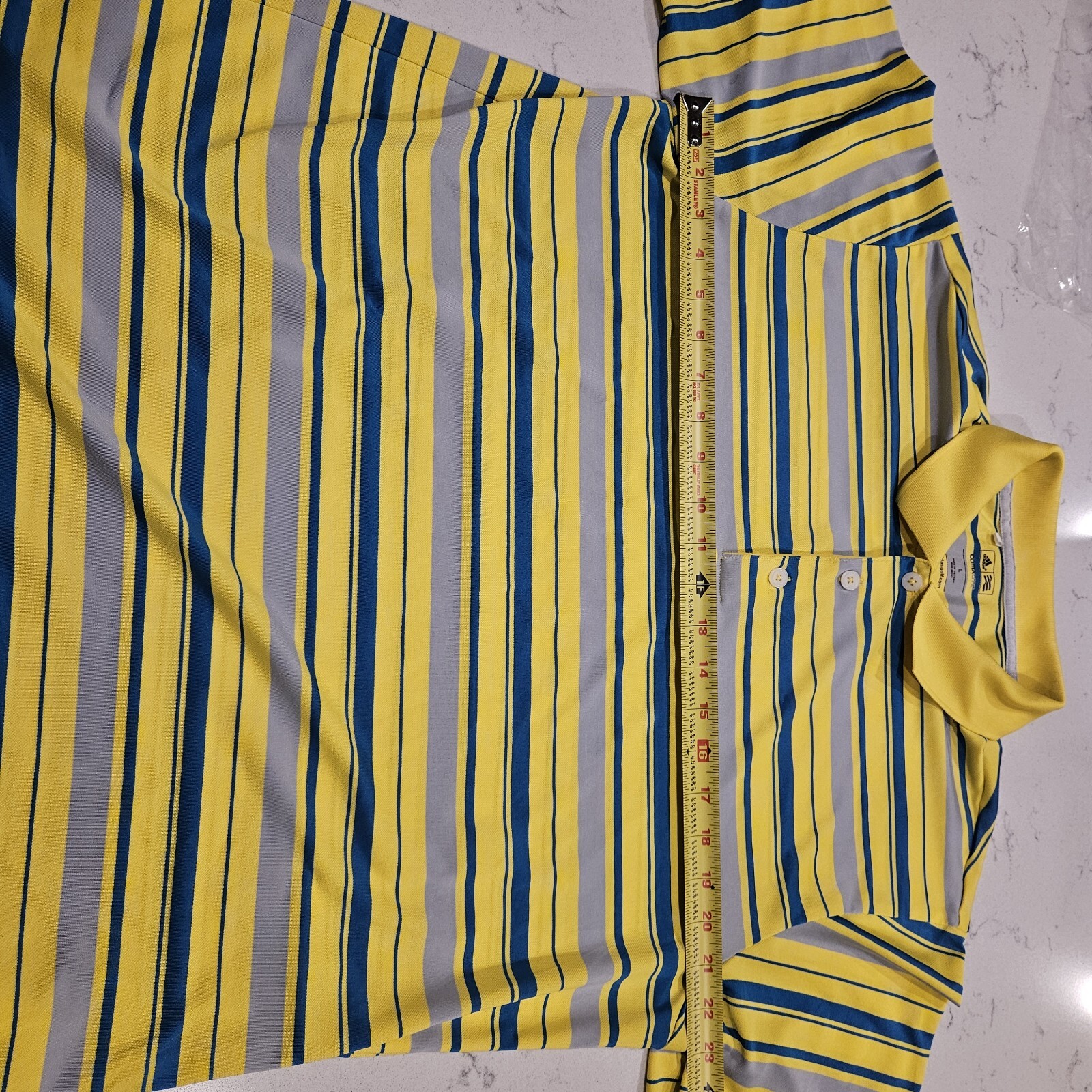 Adidas Shirt Mens Large Climacool Golf Polo Yellow Stripe thumbnail 3