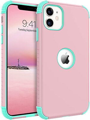 Shockproof Phone Case Fit For iPhone 11 Rugged Heavy Duty PC Silicone Pink Cover