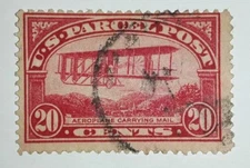 Travelstamps:1912-13 US Stamps Sc# Q8 , Airplane 20 Cents ,Used ,ng ,parcel post