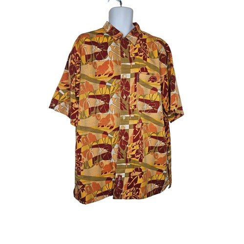 Marc Ecko Button Up Shirt Short Sleeve Floral Pattern Casual Mens Size XL