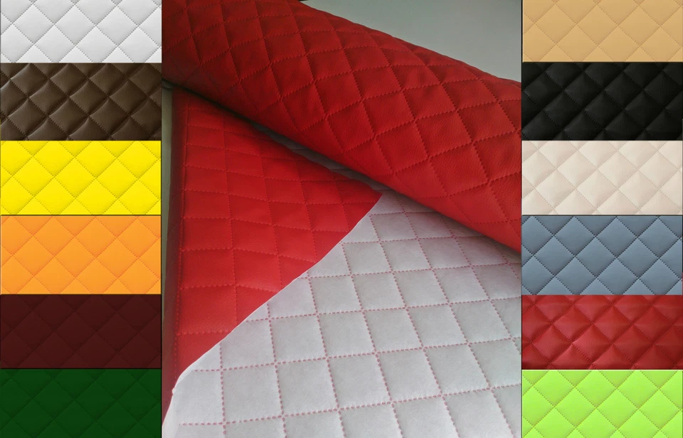 Kunstleder gesteppt 5x5 kaschiert Polsterstoff PVC Stoff 140cm Meterware