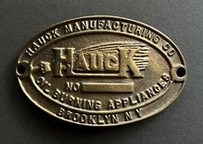 Vintage Hauck Manufacturing Company Brooklyn New York Metal Tag Data Plate