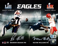 Brandon Graham & Milton Williams Signed 8x10 Photo Eagles Beckett Witness