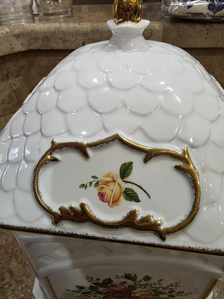 Tarro de galletas Royal Albert Old Country Roses Gazebo edición limitada porcelana floral Foto 3 de 4