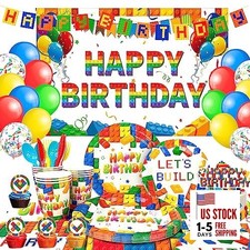 Building Blocks Birthday Party Supplies, 10 Guests Building Blocks Tableware