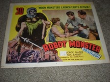 SCHLOCK 50S HORROR/SCIFI 1953 Robot Monster Lobby Card, RARE 3-D Style