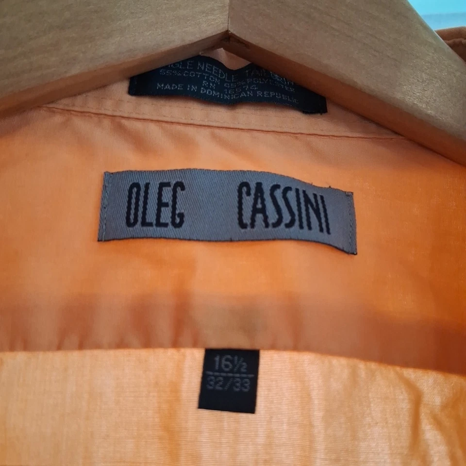 Camisa de vestir Oleg Cassini abotonada para hombre boda oficina talla 32/33 Foto 3 de 4