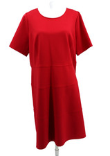 Talbots Midi Ponte Dress Women 16W Red Stretch A Line Short Sleeve Career Casual