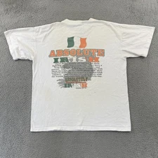 Vintage Absolute Irish Shirt Mens XL White Short Sleeve 90s Humor Outdoor USA