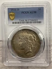 1926 D Peace Silver Dollar PCGS AU-58 Toned Gold Shield