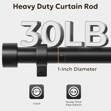 Curtain Rods for Windows 32 to 48, Black Curtain Rod, Adjustable 1 Inch Heavy...
