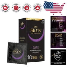 Elite 10 Count Ultra-Thin Lubricated Latex-Free Condoms for Sensual Pleasure