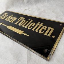 Wegweiser Glasschild "Zu den Toiletten" schwarz Goldrand KIEZ St PAULI RARIT&Auml;T