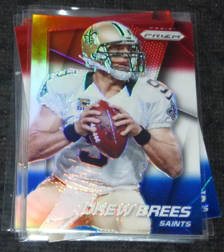 2014 PANINI PRIZM FOOTBALL RED WHITE BLUE RWB REFRACTOR~ DREW BREES #191