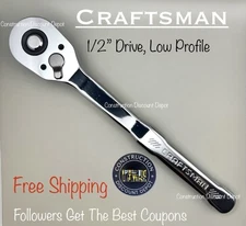 Craftsman 1/2" Full Polish Thin Low Profile 72 Tooth Ratchet socket wrench