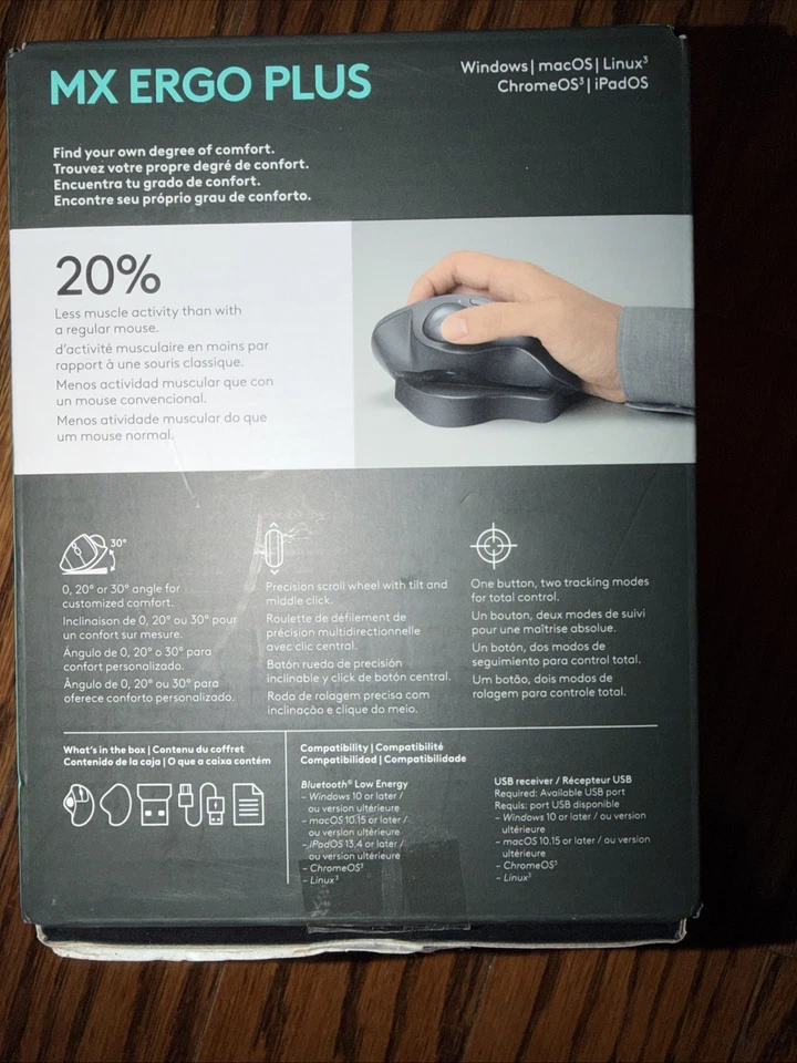 Logitech MX Ergo S Plus Wireless Ergonomic Trackball Mouse Black - Image 3 of 4