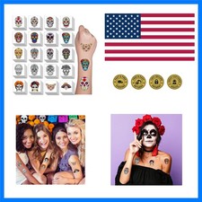 Mexican Day Of The Dead Temporary Tattoos Big Size 20 Styles 100Pcs Waterpr...