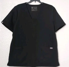 Figs Scrub Top XL Black Pockets Short Sleeve Technical Collection #FW1100