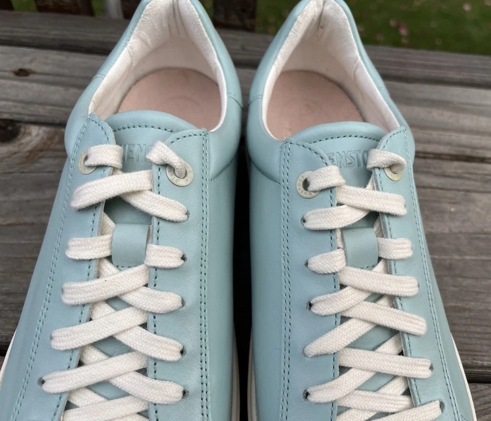 Женские кожаные кроссовки Birkenstock Bend низкие размер 39 США 8 на шнуровке - светло-голубые - Изображение 4 из 4