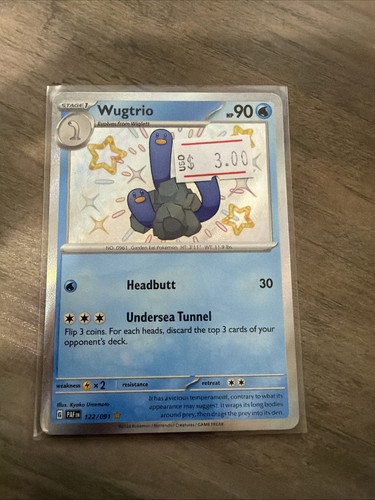 Wugtrio 122/091 Shiny Rare Paldean Fates Pokemon Holo Near Mint