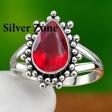 Garnet Gemstone 925 Sterling Silver Handmade Jewelry Ring Size 5 to 13