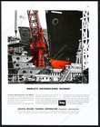 1942 Calship Terminal Island shipyard ship building art WW2 Bechtel vtg print ad