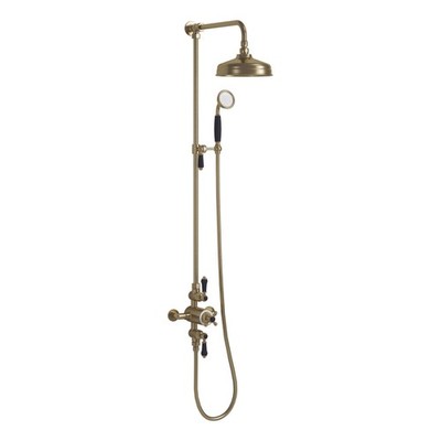 Traditionelles Thermostat Duschset Messing gebürstet Aufputz 200 mm Niederschlag WRAS
