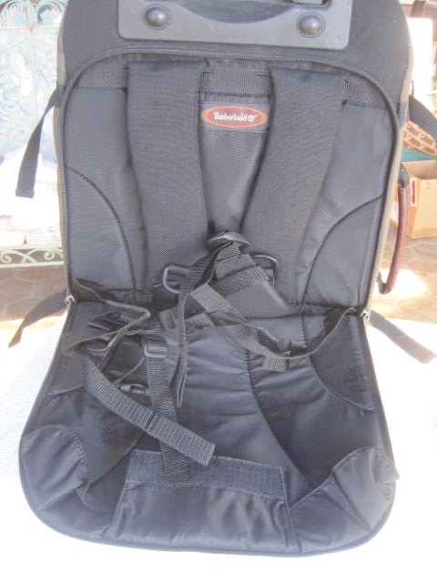 Vintage 90s Timberland Leather Canvas Luggage Backpack w/Wheels