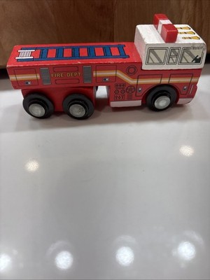 Fire Dept Red Truck Toy Maison Joseph Battat 2020 Wood & Wheels Wooden Vehicle