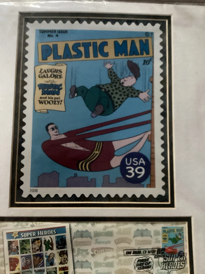 DC Comics - Plastic Man - USPS Matted Stamps & Picture- 1st Day Issue 2006 SDCC - Image 2 of 4