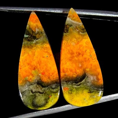 25.20Cts Natural Bumble Bee Jasper Pear Cabochon loose Gemstone 12x29x4mm