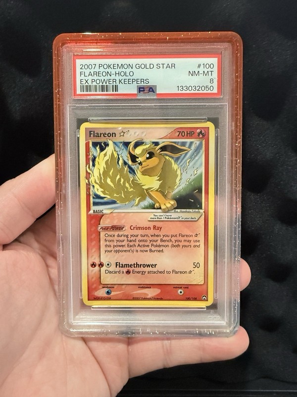 Flareon Gold Star Power Keepers #100 PSA 8