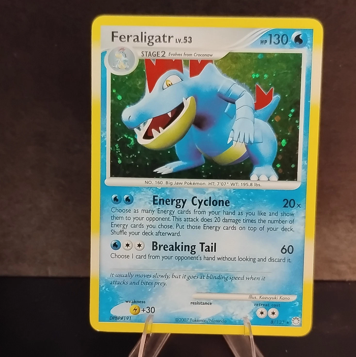 Pokémon Feraligatr 8/123 with Swirl Mysterious Treasures Holo Rare Stage 2