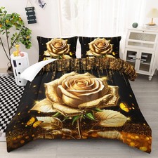 Rose Bedding Set for Girls , Queen Size Rose Floral Flower Butterfly Comforte...